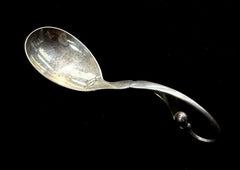 Georg Jensen Denmark Ornamental No.21 Sterling Silver Curved Handle Sugar Spoon