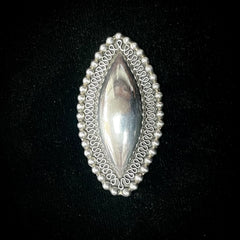 Mexico TD-77 925 Vintage Sterling Silver Domed & Beaded Brooch Pin/Pendant