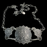 AYGÜL Turkey Vintage Sterling Silver Etched Panel Chain Necklace/Choker
