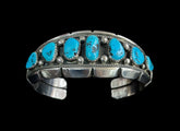 Tommy Moore Vintage Navajo Sterling Silver 7 Kingman Turquoise Cuff Bracelet