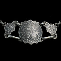 AYGÜL Turkey Vintage Sterling Silver Etched Panel Chain Necklace/Choker