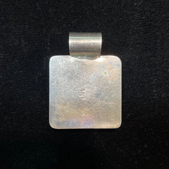 Mexico Vintage Sterling Silver Large Slider Pendant With Green Stone