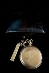 E.Howard Antique 17 Jewel Gold Filled Pocket Watch w/Chain, Belt Loop, Box, COA