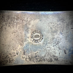 Vintage Mexico Taxco Sterling Silver Wide Panel Bracelet With Abalone