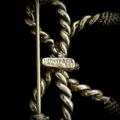 Tiffany & Co. Sterling Silver & 14k Yellow Gold Rope Bow Brooch Pin