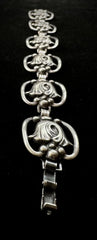 Danecraft Felch Vintage Sterling Silver Tulip Link Panel Bracelet 7.5"