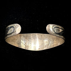 Vintage Silver Siam Niello Cuff Bangle Bracelet 7.5"