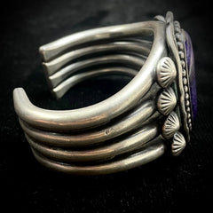 Jeanette Dale Vintage Sterling Silver Cuff Bangle Bracelet With Charoite