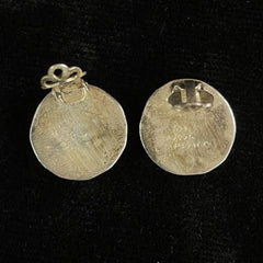 Vintage Mexico ATI 925 Sterling Silver Earrings Ear Clips With Mother of Pearl