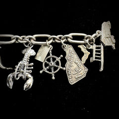 Vintage Sterling Silver 12 Charm Bracelet 6.75"