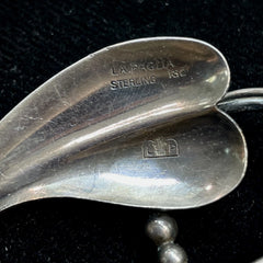 Vintage La Paglia 132 Sterling Silver Bead Leaf Brooch Pin