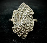 Vintage Sterling Silver Marcasite Band Ring Size 7.75