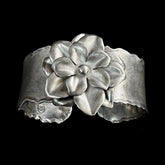 AHAR Vintage Sterling Silver Floral Flower Cuff Bangle Bracelet