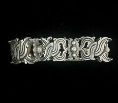 Mexico Vintage Sterling Silver Wide Panel Bracelet