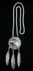Stan Bentall Vintage Sterling Silver Eagle Feathers Pendant/Brooch & Rope Chain