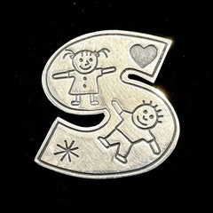 Mexico Vintage EFS Save The Children Letter S Pin Brooch