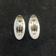 Vintage Mexico Sterling Silver Jade Earrings Ear-clips