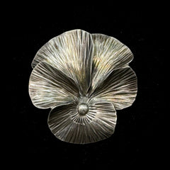Vintage NUE Sterling Silver Floral Leaf Brooch Pin