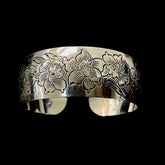 S.Kirk & Son Vintage Sterling Silver Etched Floral Jonquil Cuff Bracelet Bangle