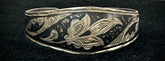 Vintage Silver Siam Niello Cuff Bangle Bracelet 7.5"