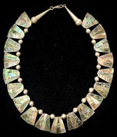 Mexico Vintage Sterling Silver Necklace With Abalone 17.5"