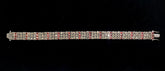 Vintage Thailand Sterling Silver Bracelet With Red Stones And Marcasite