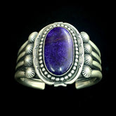 Jeanette Dale Vintage Sterling Silver Cuff Bangle Bracelet With Charoite