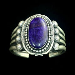 Jeanette Dale Vintage Sterling Silver Cuff Bangle Bracelet With Charoite