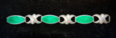 Vintage Sterling Silver Green Guilloche Enamel Bracelet 7.5"