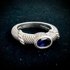 Judith Ripka Sterling Silver Blue Stone Twisted Band Ring Size 7.75