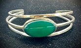 Niels Erik N.E. FROM Denmark Vintage Sterling Silver Green Chrysoprase Bangle