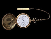 E.Howard Antique 17 Jewel Gold Filled Pocket Watch w/Chain, Belt Loop, Box, COA