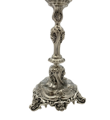ANTIQUE CIRCA 1870 AUSTRIAN 800 SILVER HANDMADE ORNATE 6 LIGHT CANDELABRA PAIR