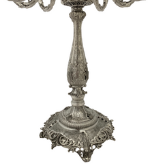 925 STERLING SILVER HANDMADE CHASED LEAF APPLIQUE ORNATE 11 LIGHT CANDELABRA