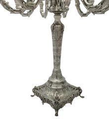 925 STERLING SILVER HANDMADE CHASED LEAF APPLIQUE ORNATE 10 LIGHT CANDELABRA
