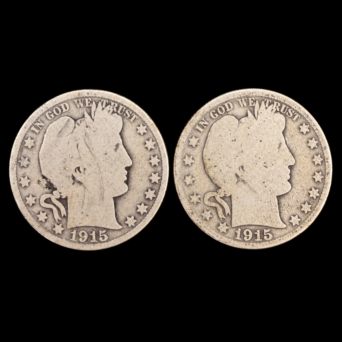 Mr Silverware 1915-D & 1915-S Barber 90% Silver Half Dollars – Lot of 2