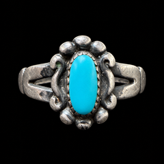 Mr Silverware Vintage Bell Trading Post Sterling Silver Split Shank Turquoise Ring Size 6