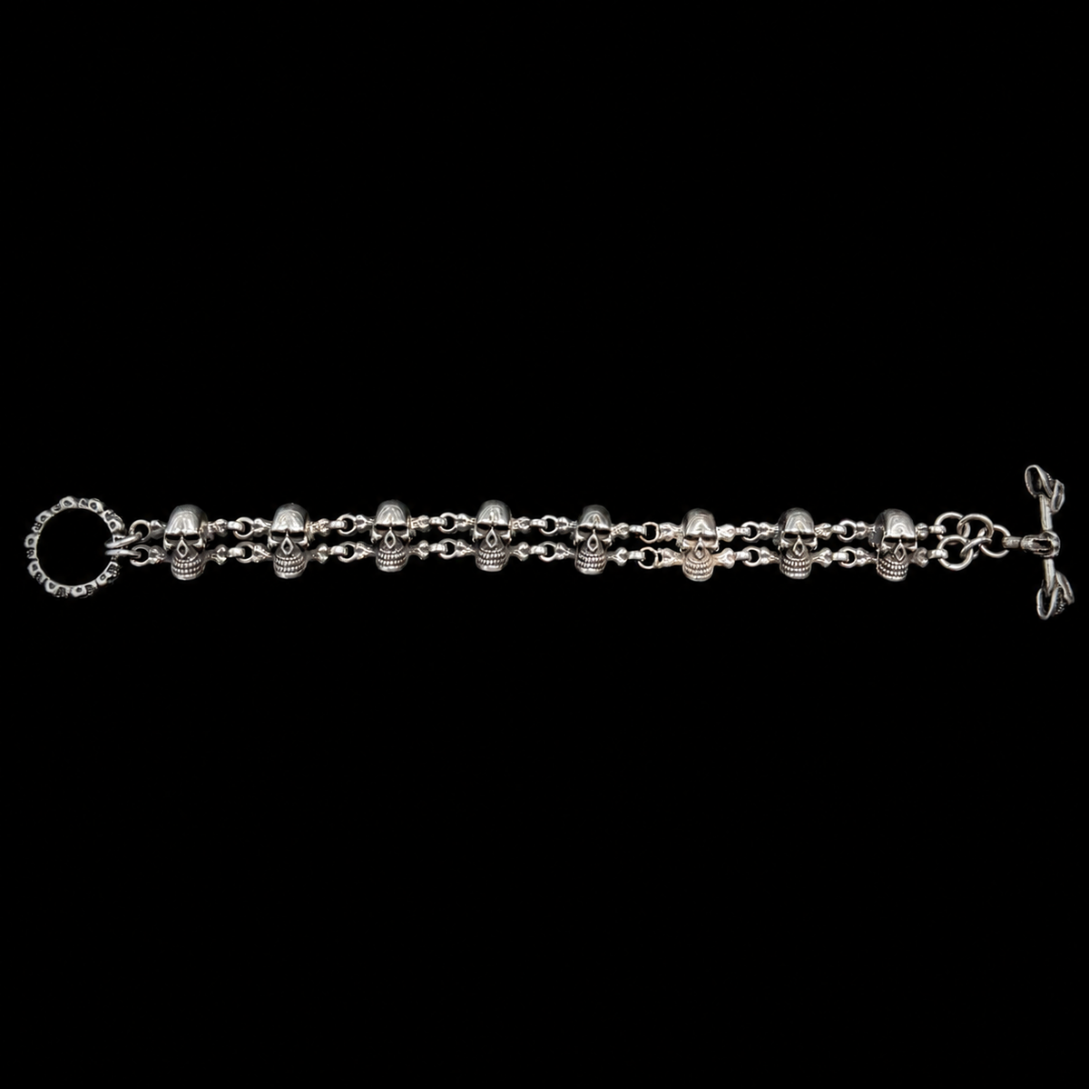 Vintage Sterling Silver Skull Bracelet