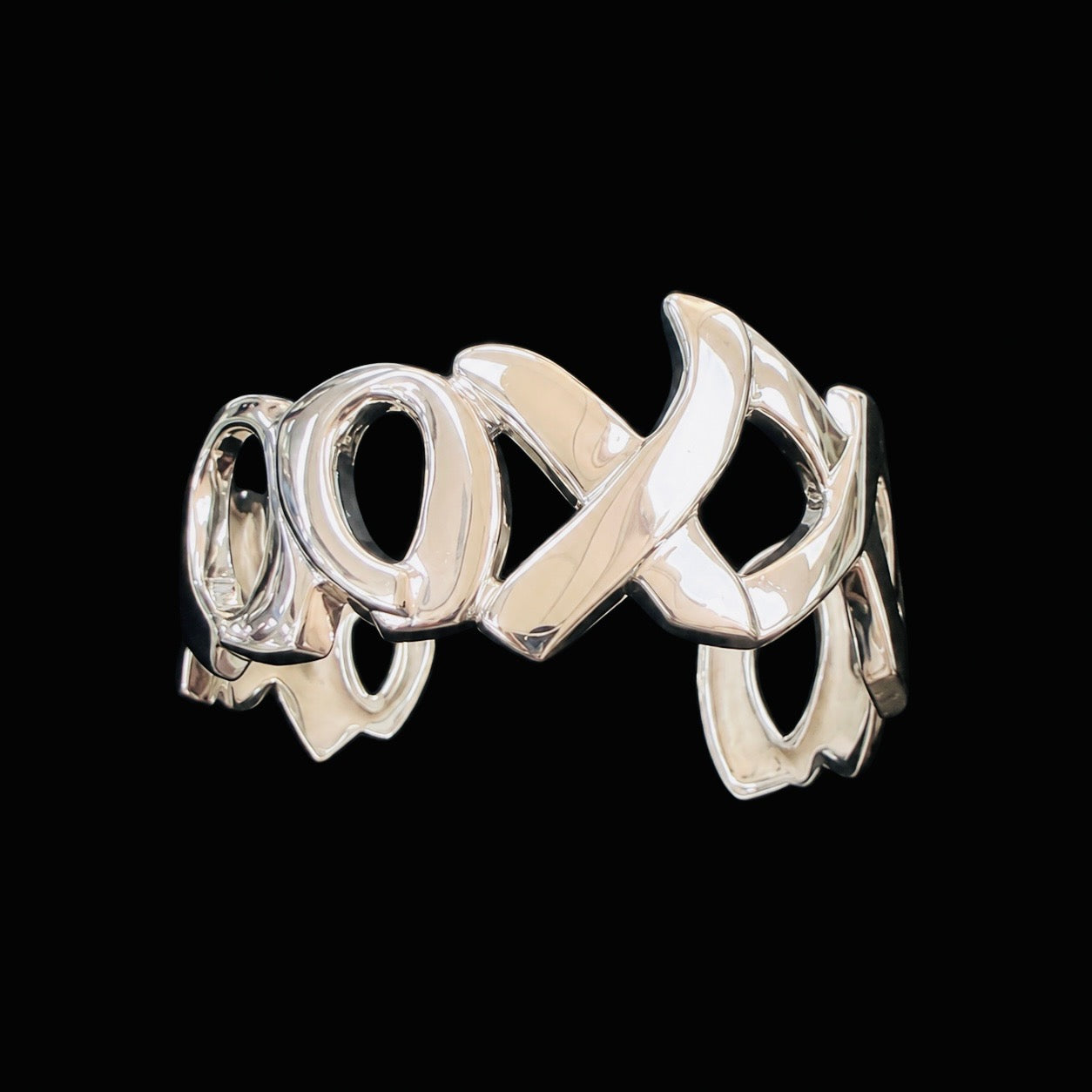 Mr Silverware Tiffany & Co. Paloma Picasso Sterling Silver Love & Kisses Cuff Bracelet 6.75"