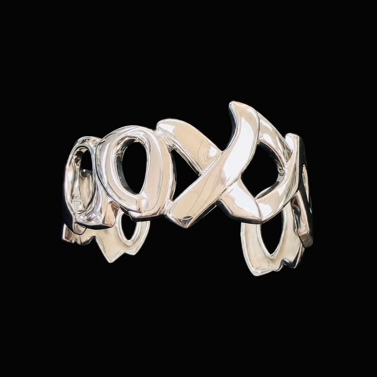 Mr Silverware Tiffany & Co. Paloma Picasso Sterling Silver Love & Kisses Cuff Bracelet 6.75"