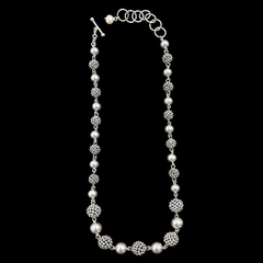 Michael Dawkins Starry Night Sterling Silver Caviar Cluster & Globe Necklace 21"
