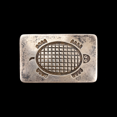 Mr Silverware RLG Rodey Lee Guerro Navajo Sterling Silver Turtle Belt Buckle