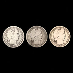 Mr Silverware 1903-O 1904-O 1905-S Barber Half Dollar 90% Silver Coins - Lot of 3