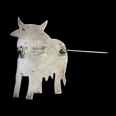 Mexico Vintage Sterling Silver Cow Brooch Pin