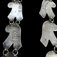 Mexico Vintage Sterling Silver Abalone Inlay Scroll Link Necklace & Bracelet Set
