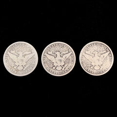 1908 D/P/S Barber Half Dollar Silver Coins - Lot of 3