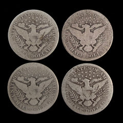 1906 D/P/S/O Barber Half Dollar 90% Silver Coins – Lot of 4