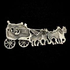 Mexico D'Molina Vintage Sterling Silver Horse Drawn Stagecoach Carriage Brooch