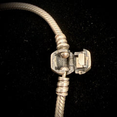 Pandora Sterling Silver Snake Chain Charm Bracelet With Mixed Charms 8"