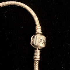 Pandora Sterling Silver Snake Chain Charm Bracelet With Mixed Charms 8"